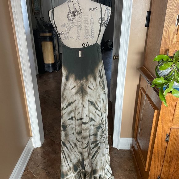 GYPSY 05 Silk Tie Dye Spaghetti Strap Maxi Beachy Boho Dress - Picture 5 of 7